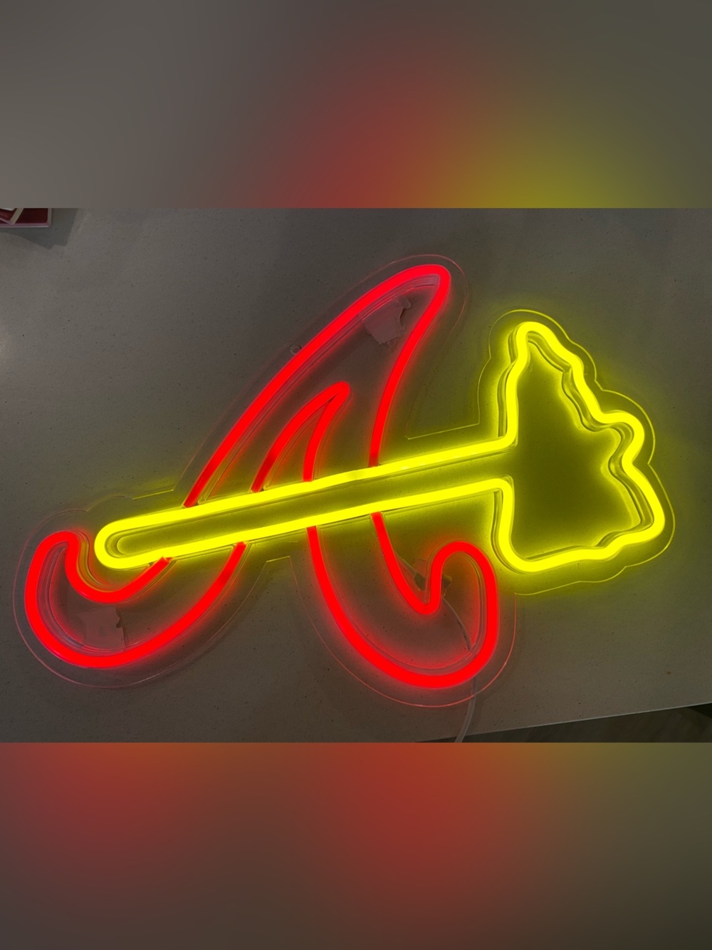 Yellow & Red Neon Arrow Sign